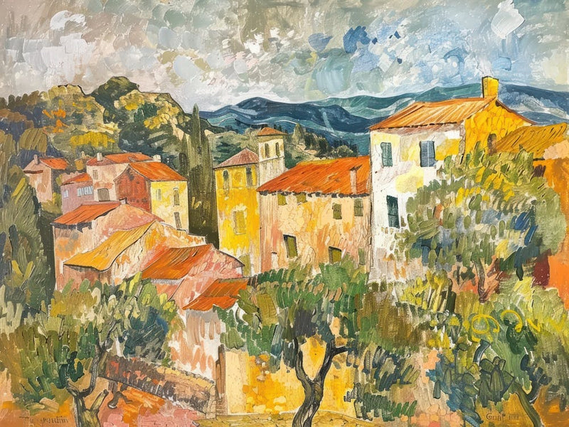 Golden Afternoon Vista Painting Inspired By Paul Cezanne