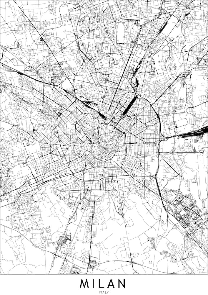 Milan White Map