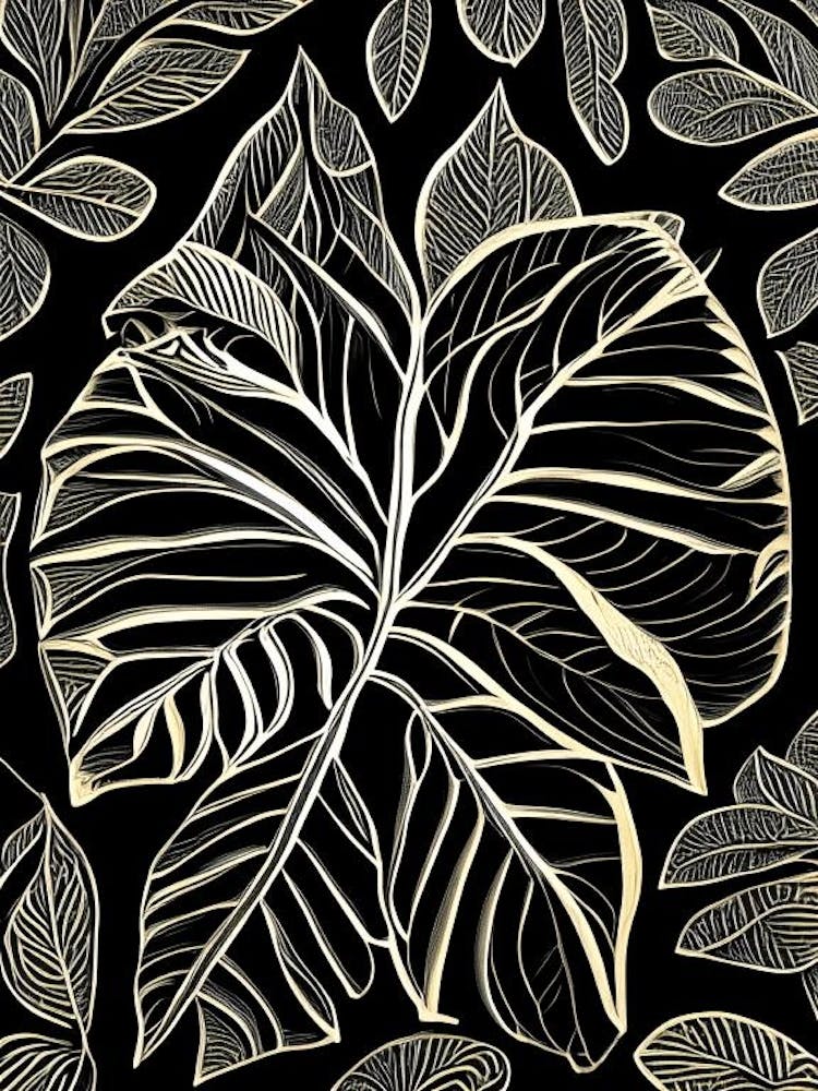 Lemon Leaf Linocut 1