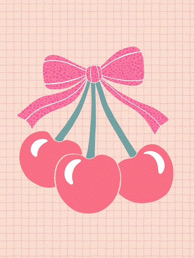 Cherries And Bow Artprint