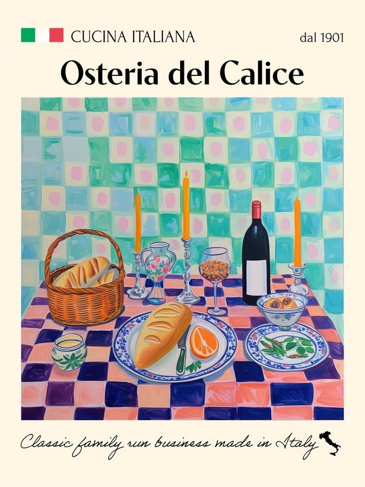 Osteria Del Calice Trattoria Italian Poster Food Kitchen