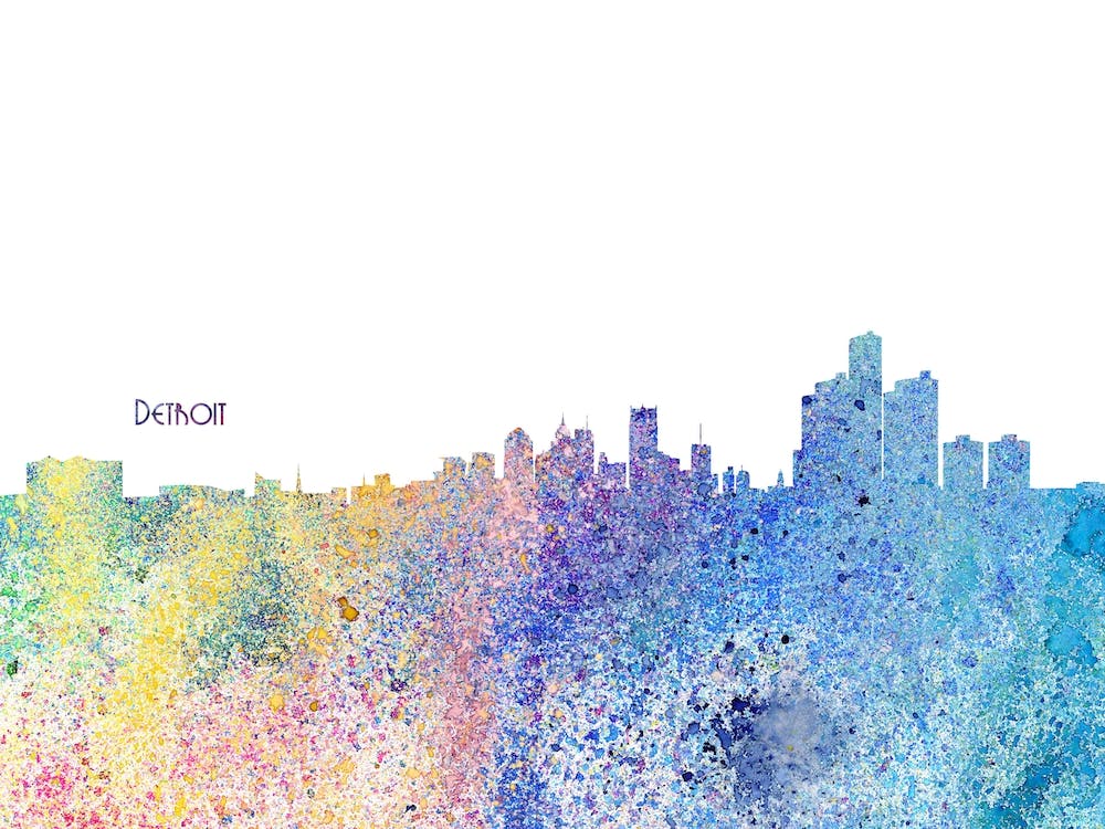 Detroit Michigan Skyline Splash