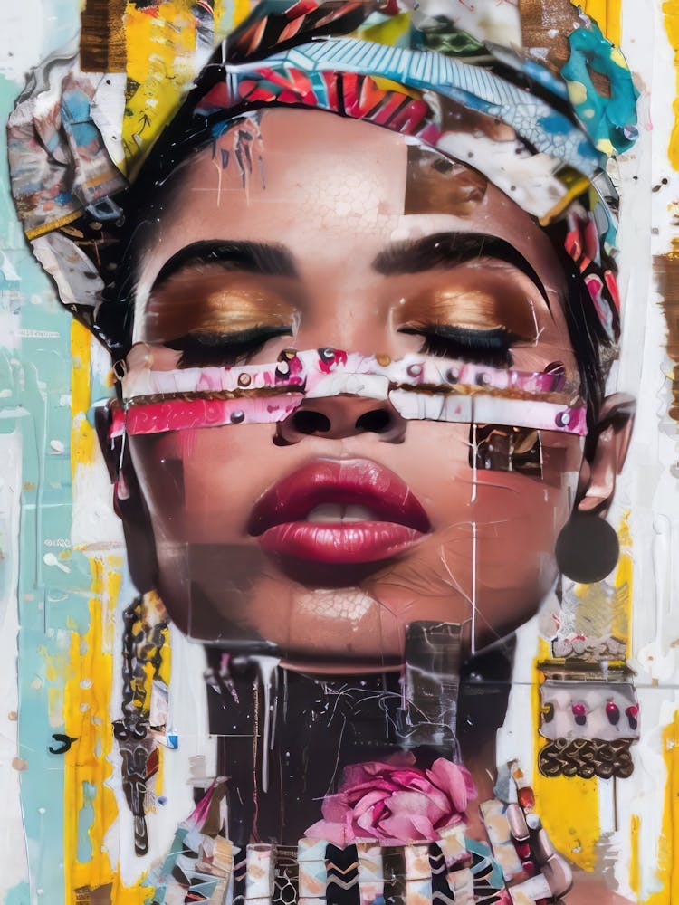 Eclectic Woman Painting Pop Art Large Wall Art Maximalist Painting Street Art Loft Wall Art Black Woman Portrait Printable Wall Art(2)