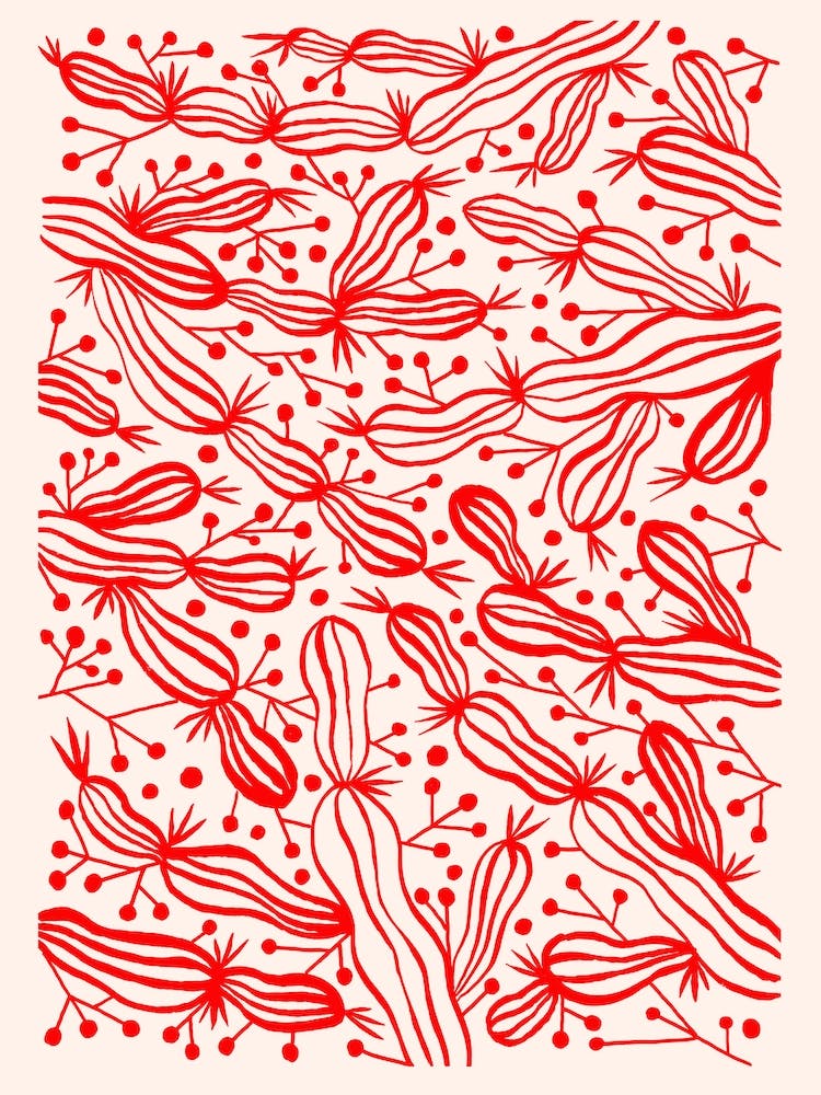 Roter Kaktus Auf Beige