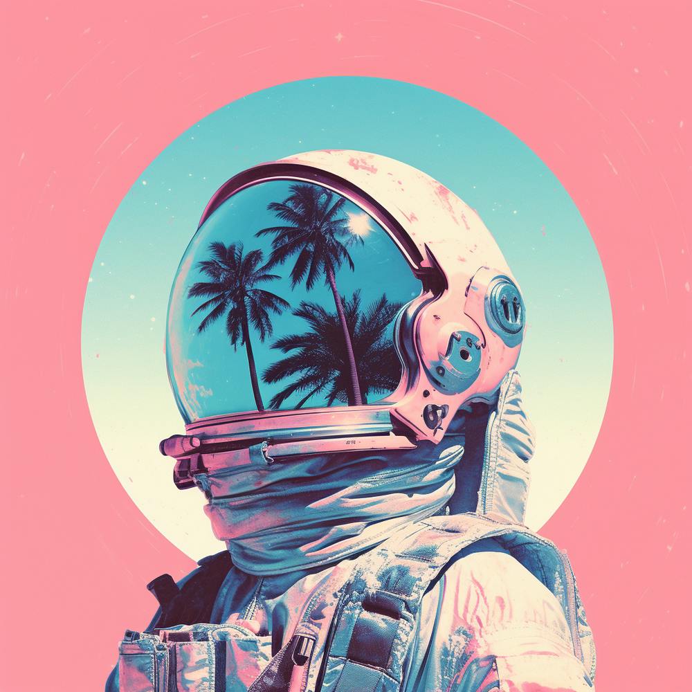 Risograph Style Surreal Astronaut Print 4