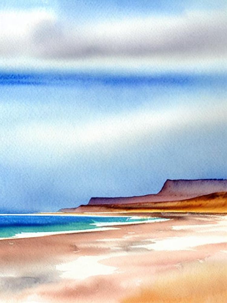 Playa De Famara, Lanzarote, Spain Watercolour