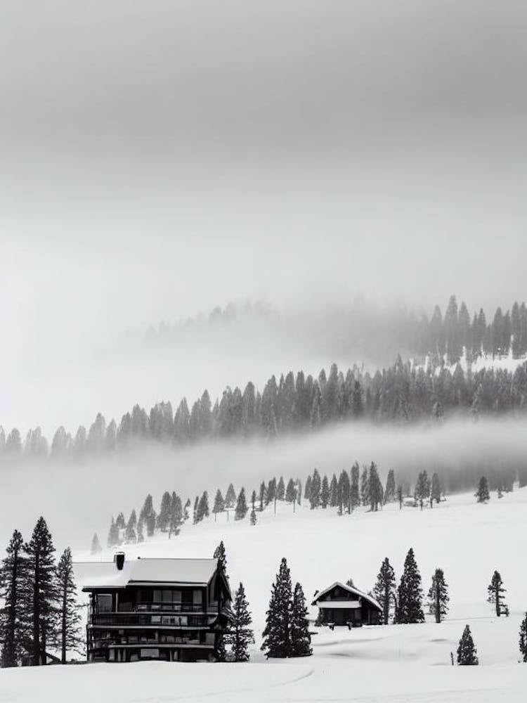 Lake Tahoe, Usa Black And White Skiing Poster