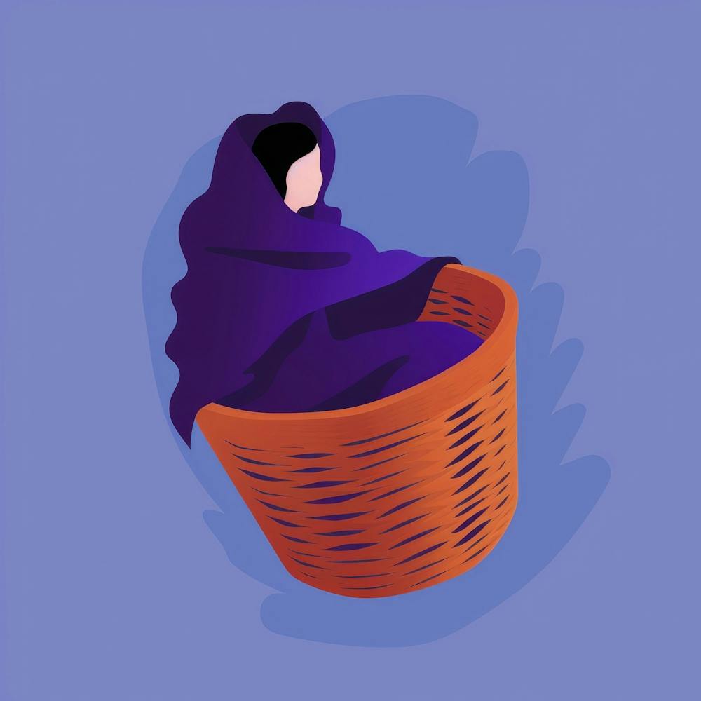 Woman In A Basket