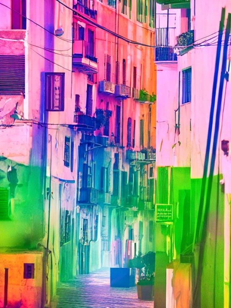 Port Of Patras Greece Retro Risograph Print 1 harbour