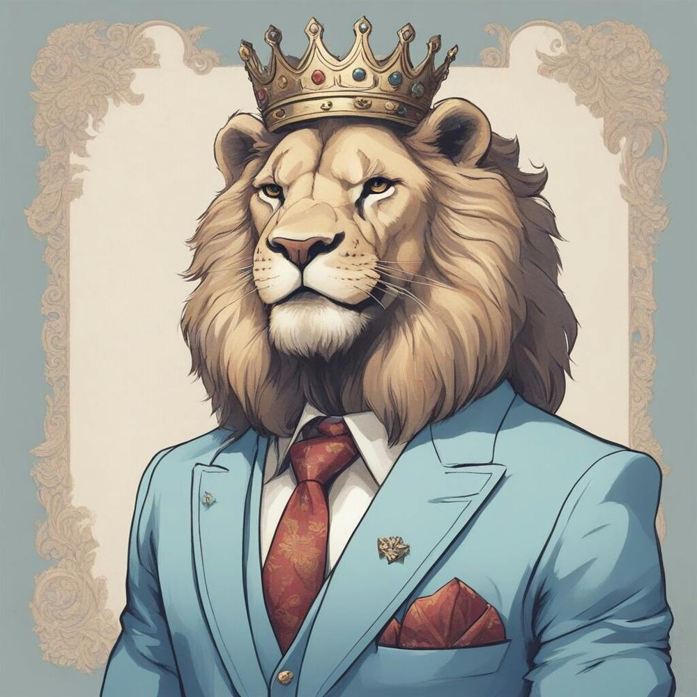 Lion King in a light blue suit