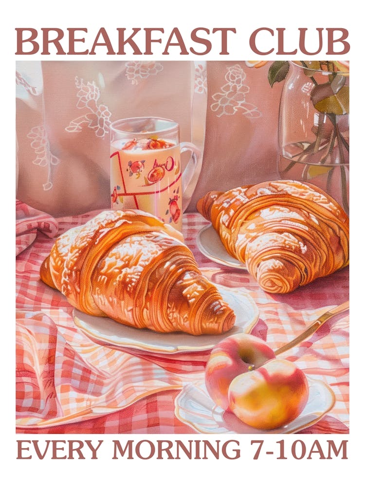 Breakfast Club Bread, Croissants And Fruits 3