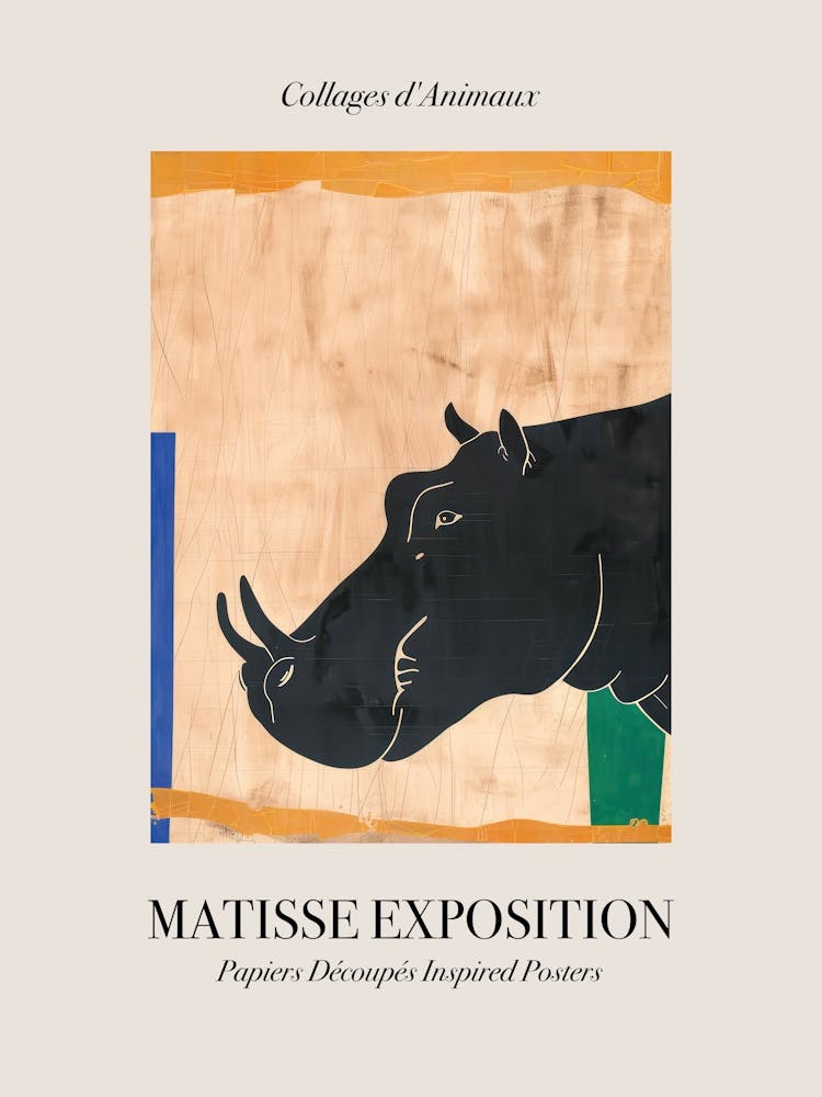 Hippopotamus 3 Matisse Inspired Exposition Animals Poster