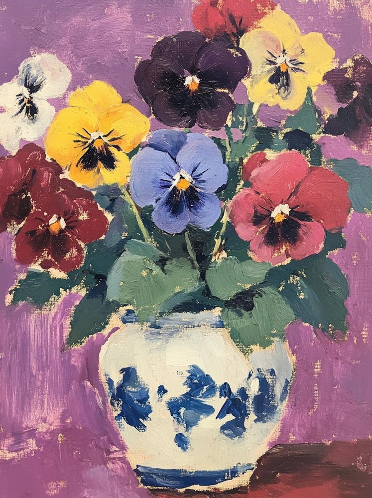 Pansies In A Blue Vase 4