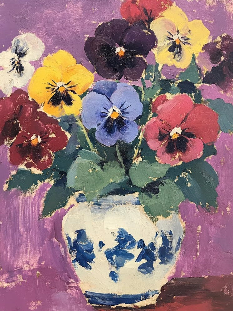 Pansies In A Blue Vase 4