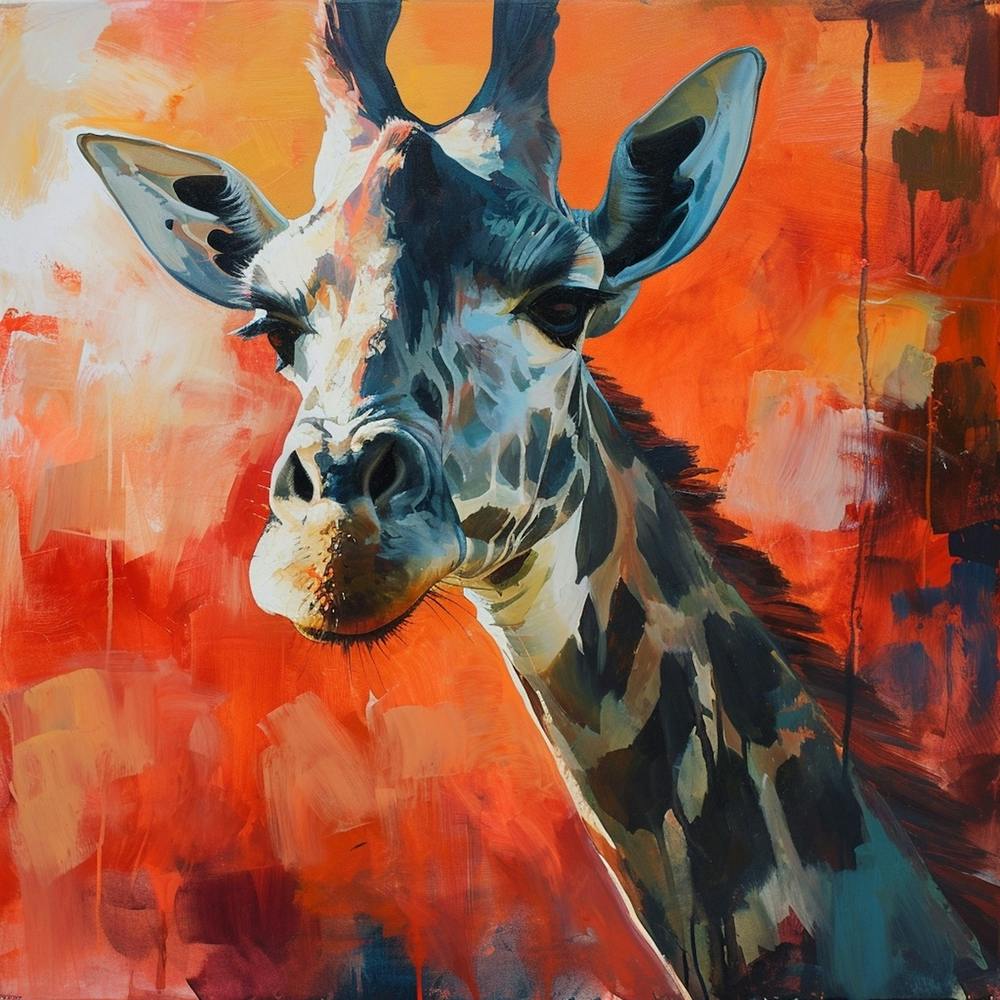Warm Impasto Portrait Of A Giraffe 2