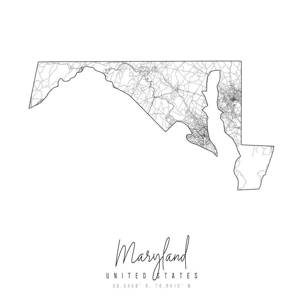 Maryland Minimal Street Map Square