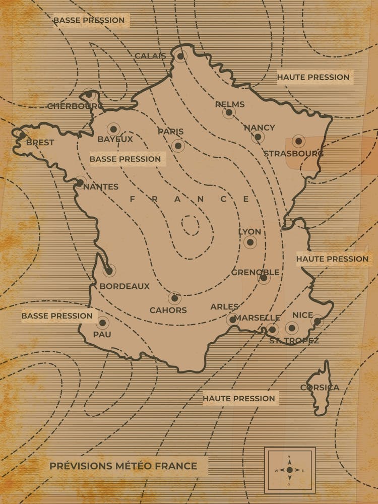 Carte météorologique vintage de la France
