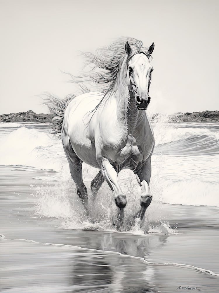 A Horse Oil Painting In Flamenco Beach, Puerto Rico, Portrait 4