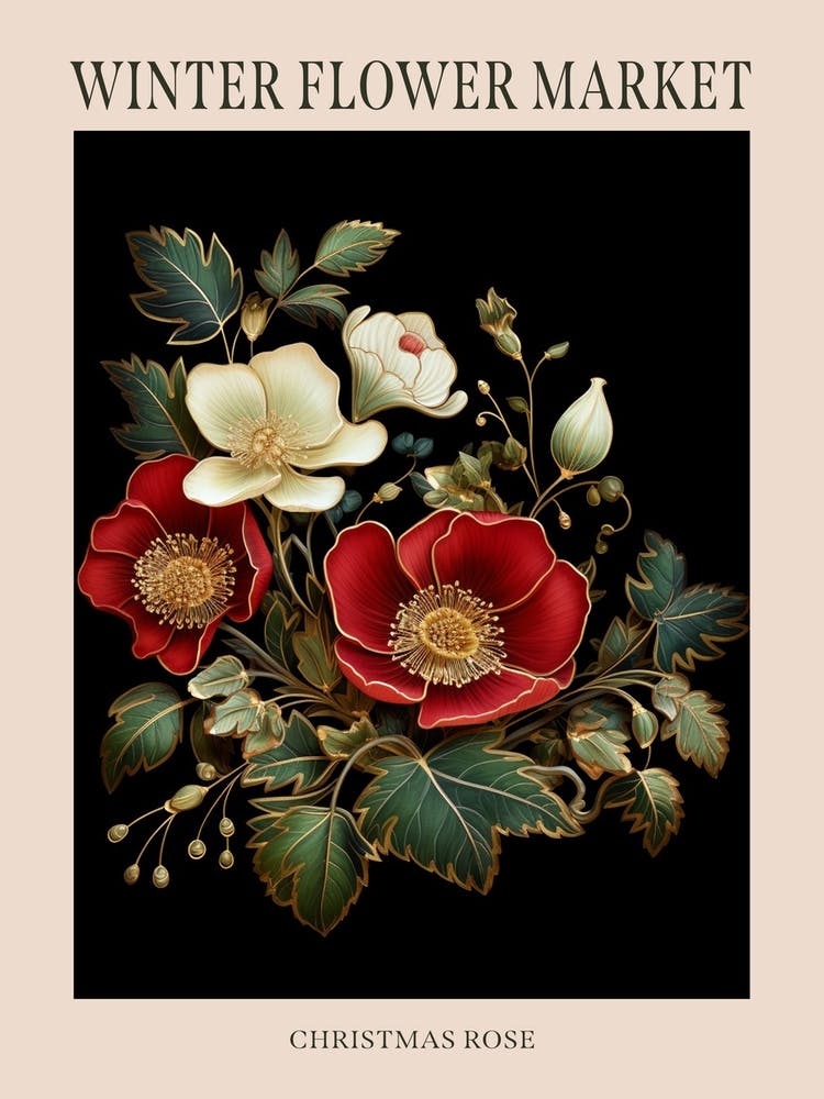 Christmas Rose 2 Winter Flower Market Poster