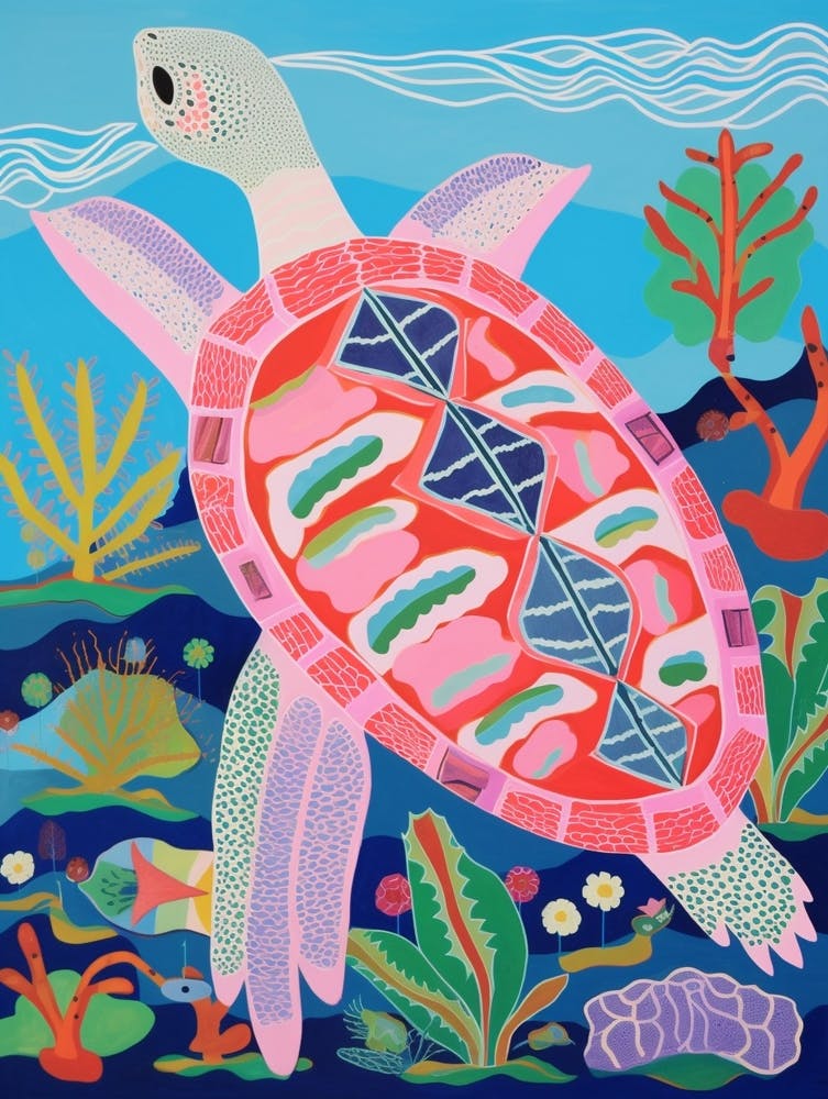 Maximalist Animal Painting Sea Turtle 2