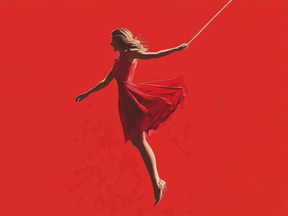 The Blonde Beauty in Red