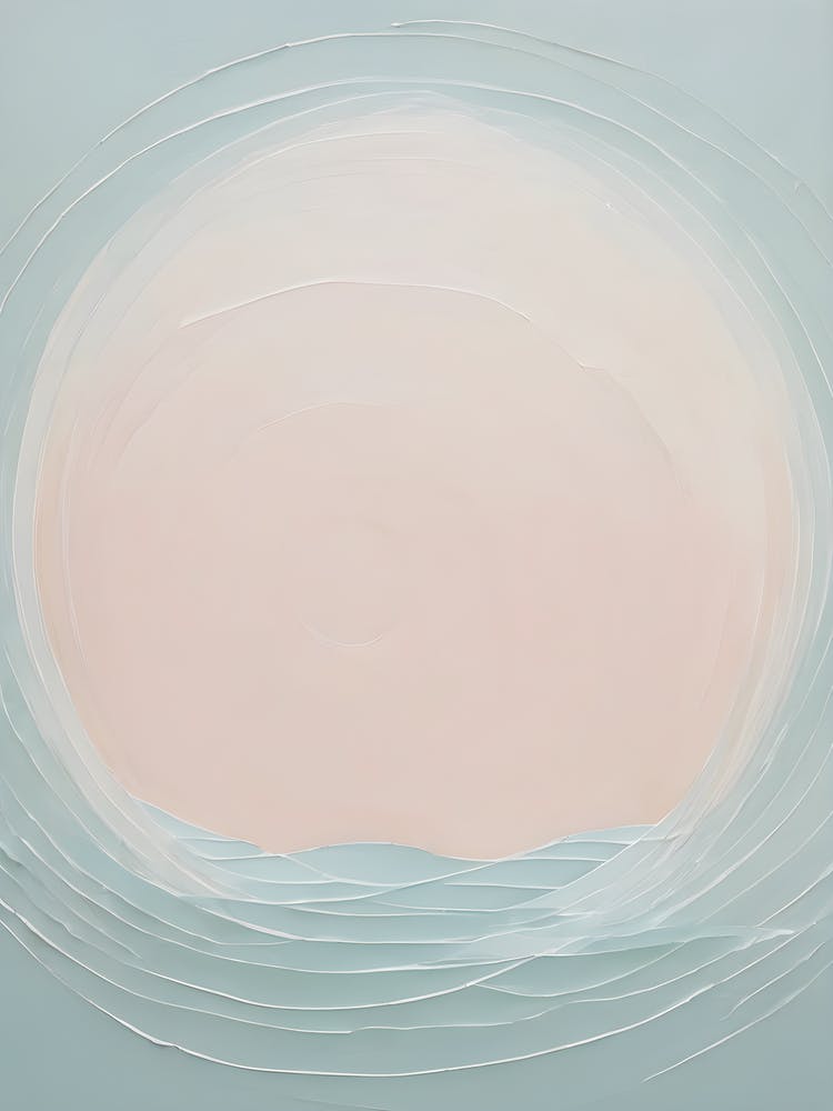 Sunrise - True Minimalist Calming Tranquil Pastel Colors of Pink, Grey And Neutral Tones Abstract Painting for a Peaceful New Home or Room Decor Circles Clean Lines Boho Chic Pale Retro Luxe Famous Peace Serenity