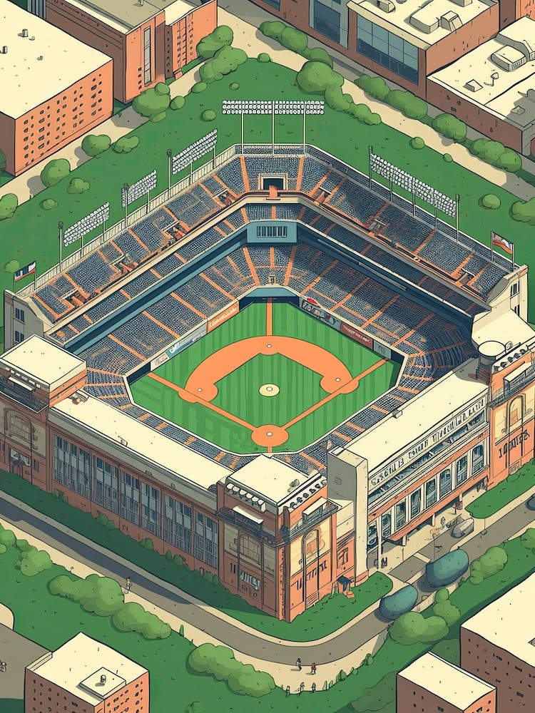 Wrigley Field Stadium Travel Illustration 1