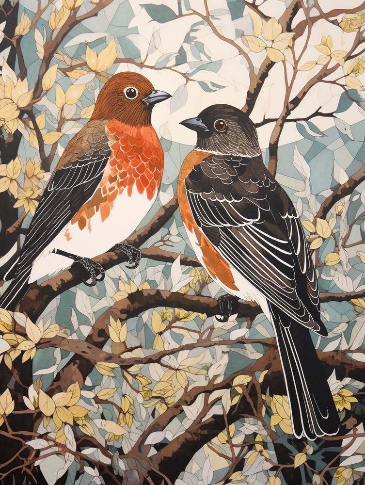 Art Nouveau Birds Poster Eurasian Sparrowhawk