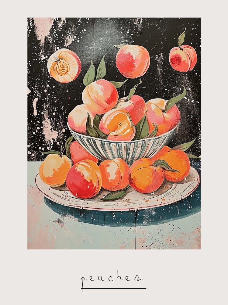 Abstract Art Deco Peach Explosion 3 Poster