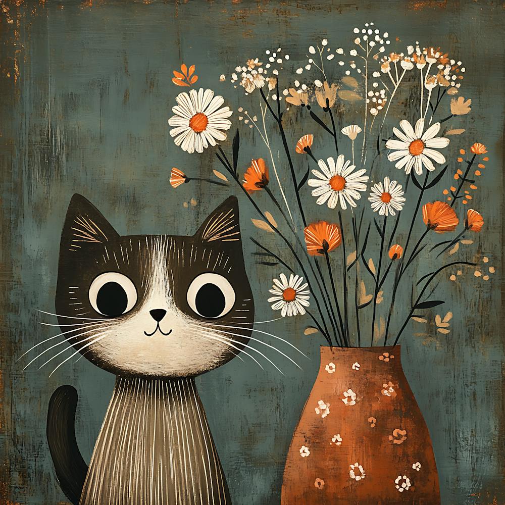 Cat With Flowers 16