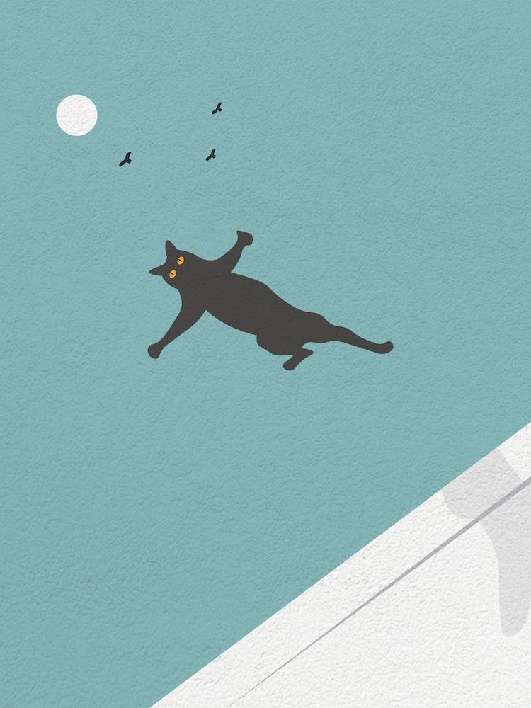 Minimal Art Cat In Flight