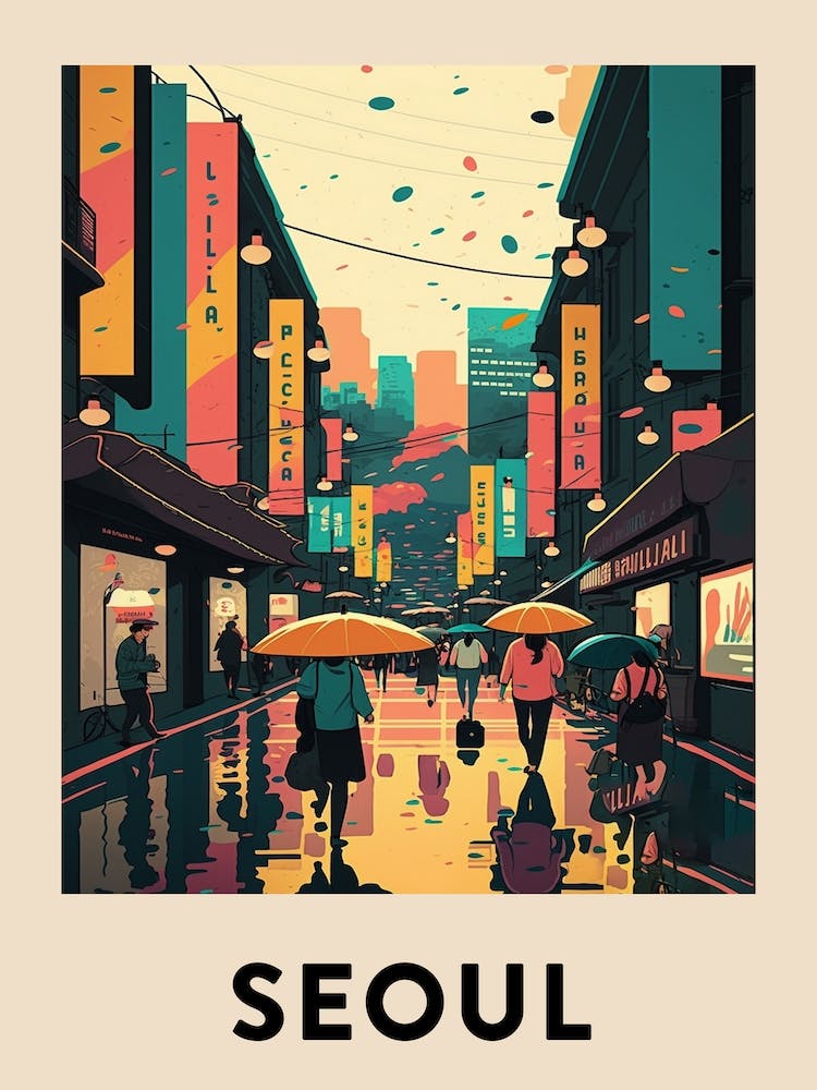 Seoul Vintage Travel Poster