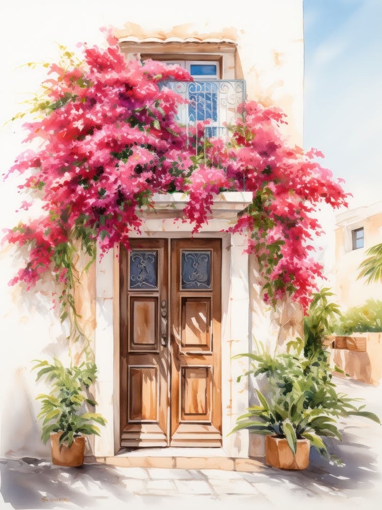 Mallorca, Spain Portes méditerranéennes Peinture à l'aquarelle 1