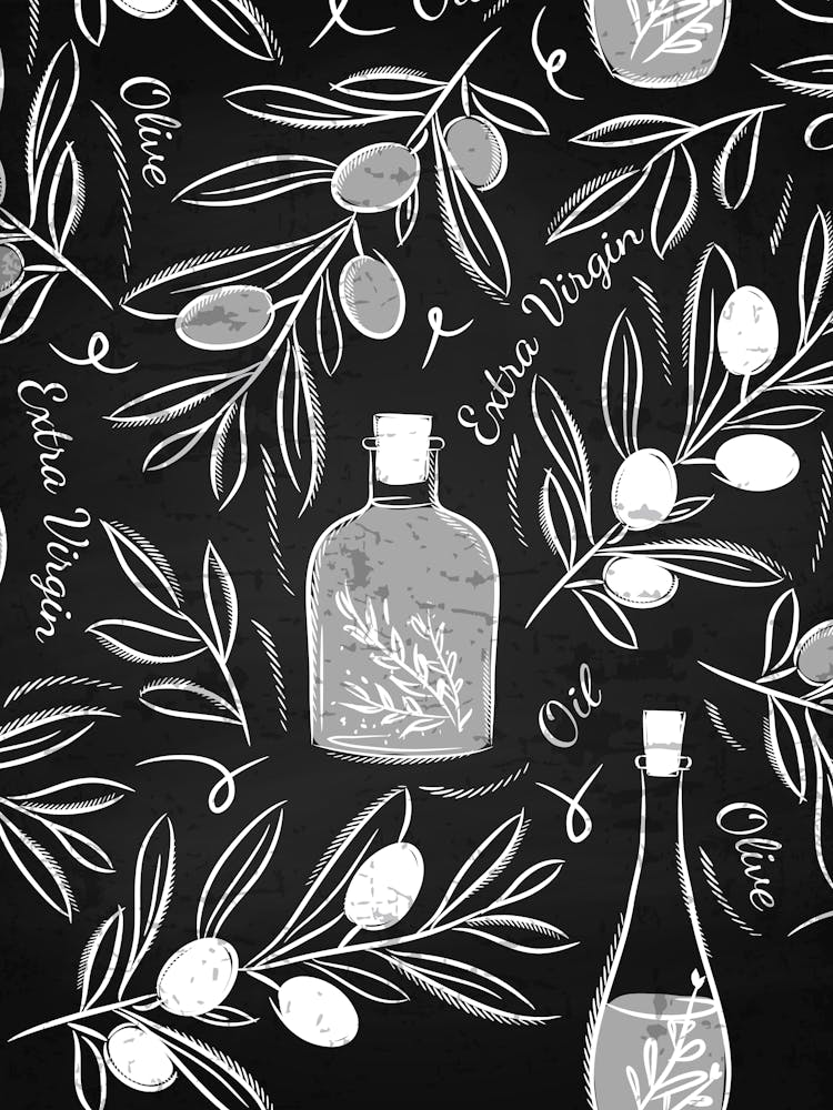 Seamless Pattern With Olives And Branches - olives poster, kitchen wall art