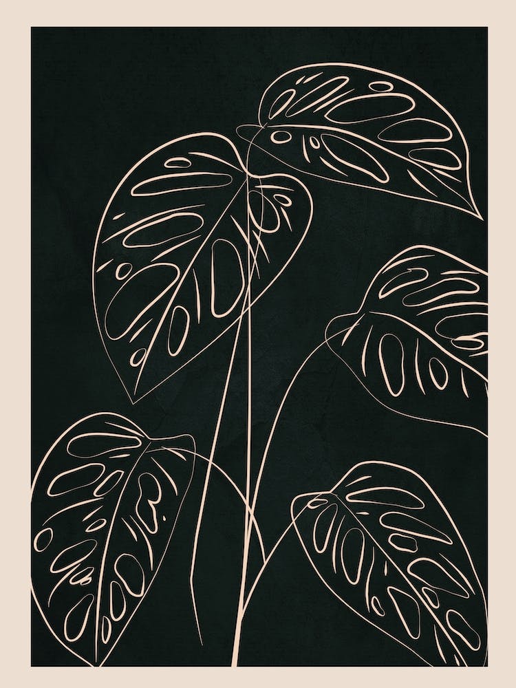 Minimalist Black & White Leaves 2