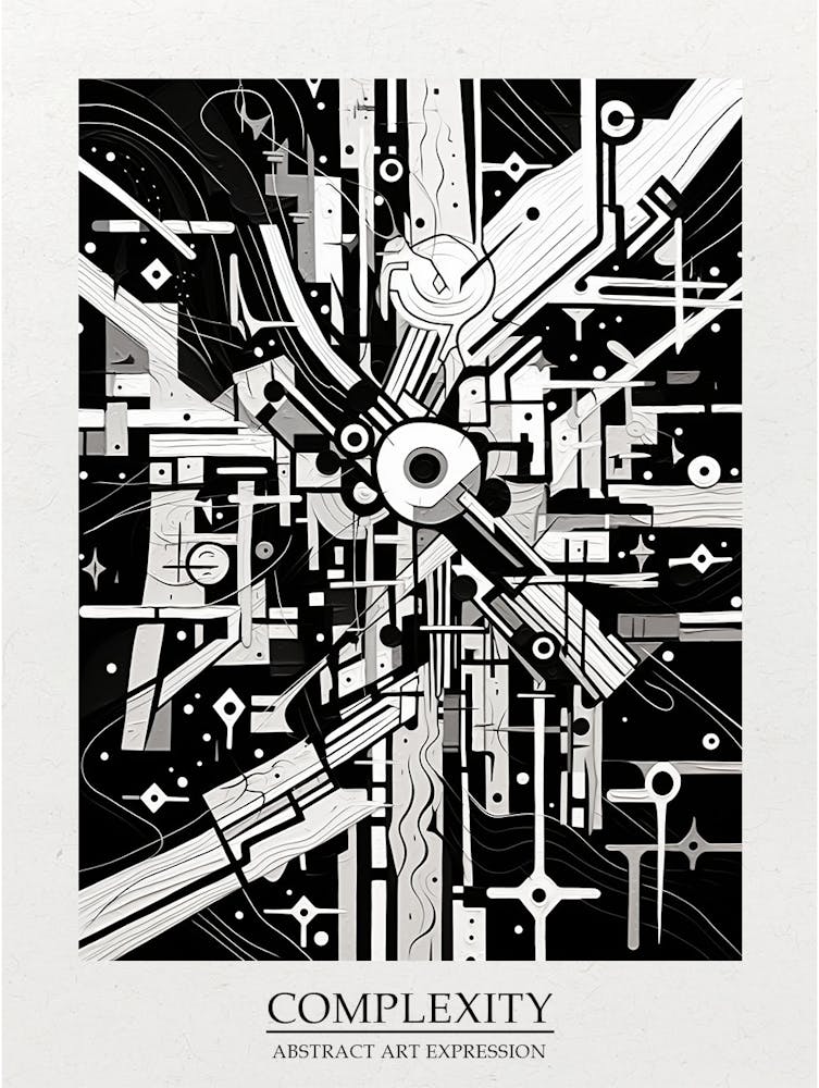 Complexity Abstract Black And White 4 Poster