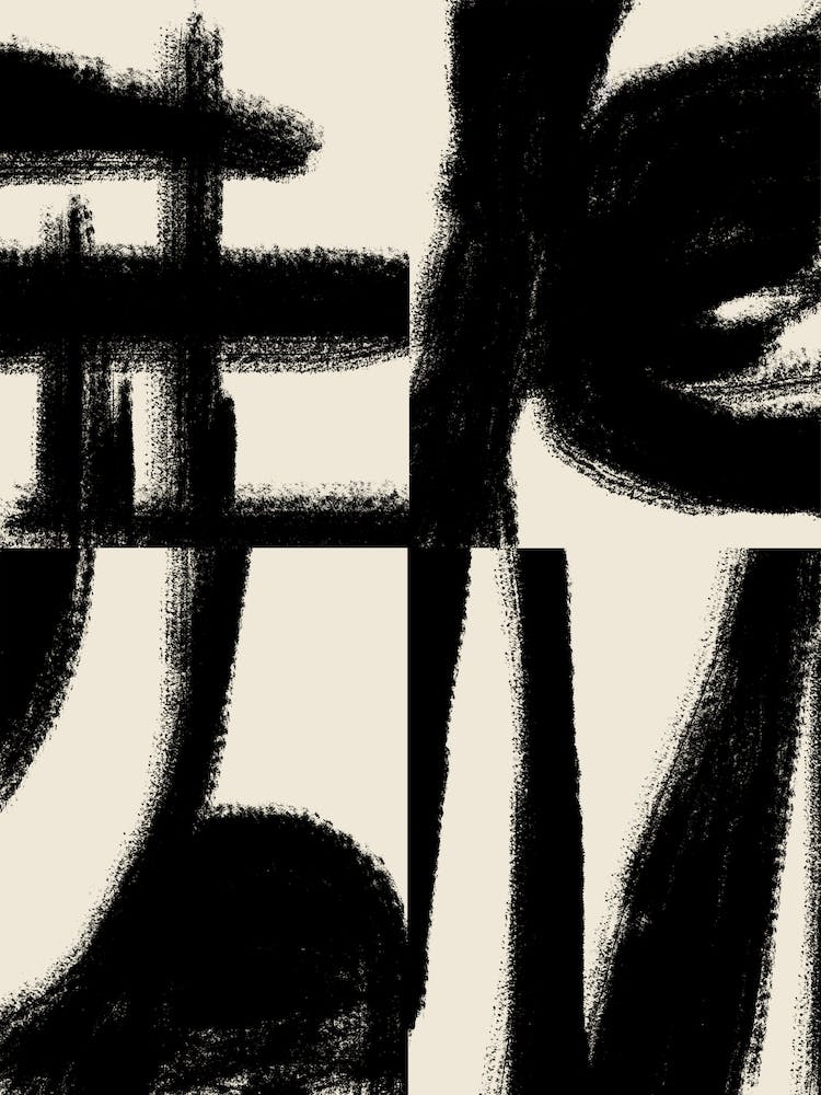 Japandi Minimalist Abstract Brushstrokes Art