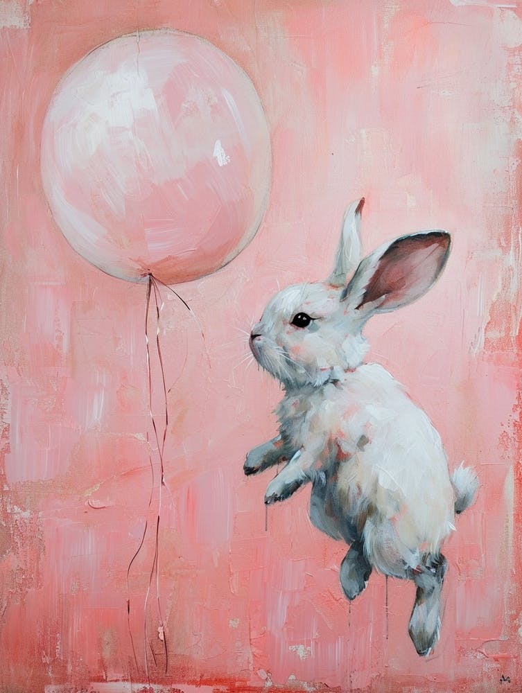 Cute Rabbit 4 With Balloon