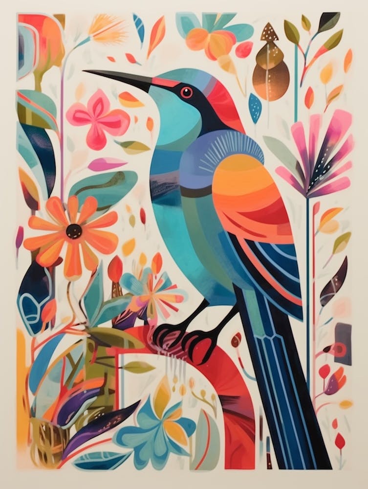 Colourful Scandi Bird Hummingbird 2