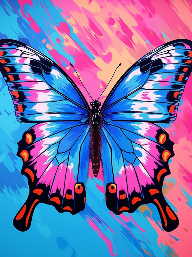 Pop Art Blue Morpho Butterfly 2
