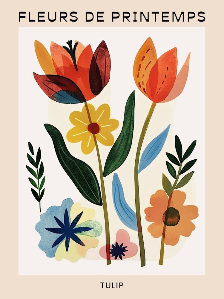 Frühlings-Blumen Französisches Poster Tulpe 3