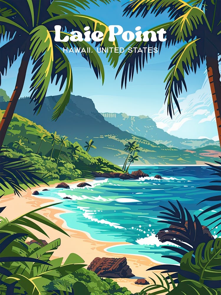 Laie Point State Wayside Park Travel Illustration