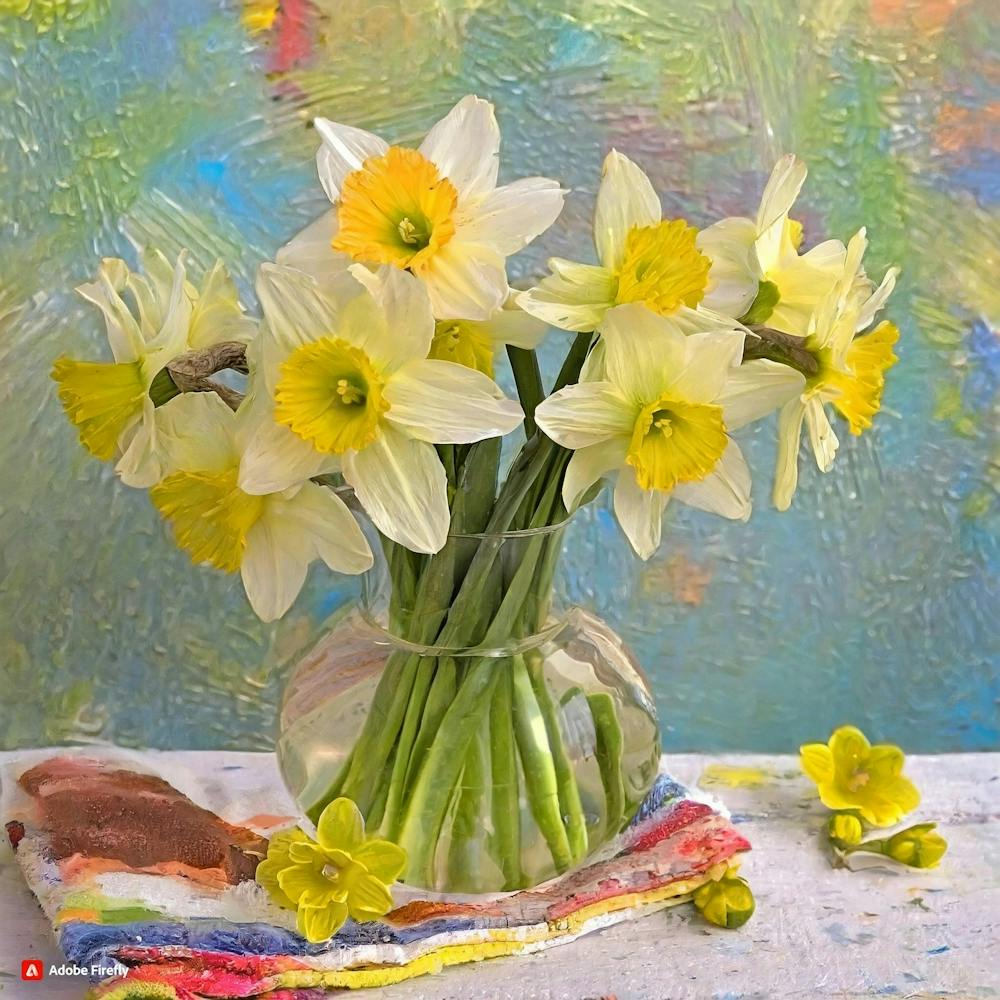 Firefly Vintage Daffodils In A Vase 99014