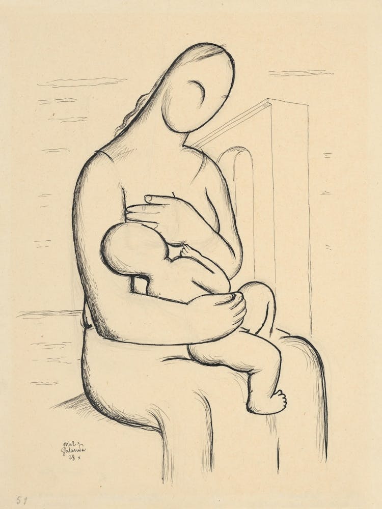 Breastfeeding Mother With Architecture In The Background, Mikuláš Galanda