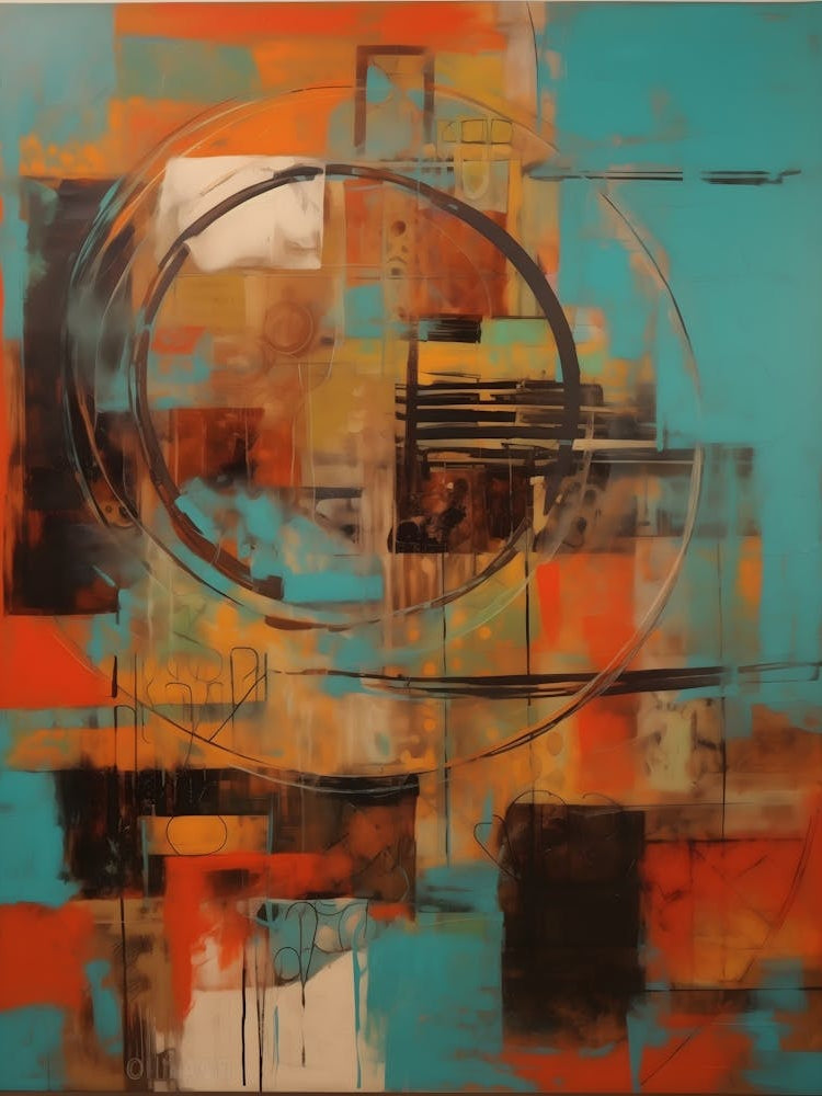 Premiere, Abstract Collage In Pantone Monoprint Splashed Colors