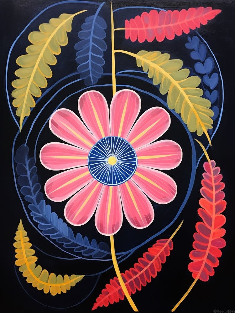Veronica 2 Hilma Af Klint Inspired Flower Illustration