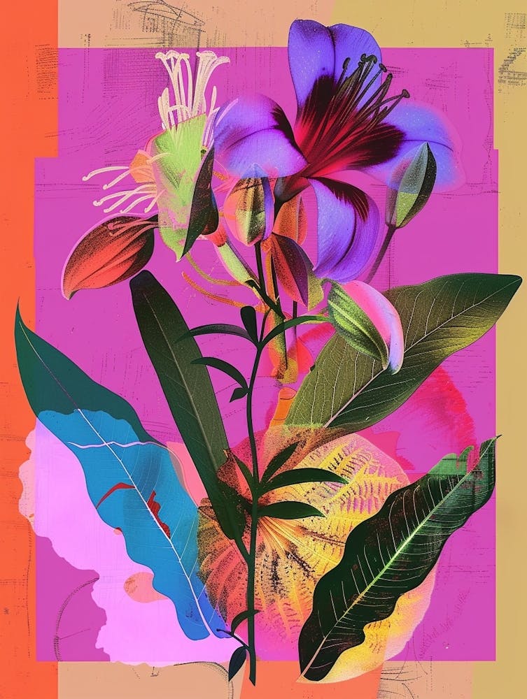 Lisianthus 3 Neon Flower Collage