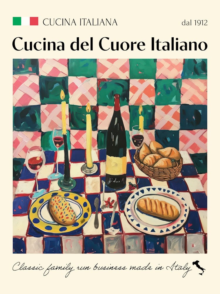 La Cucina Del Cuore Italiano Trattoria Italian Poster Food Kitchen