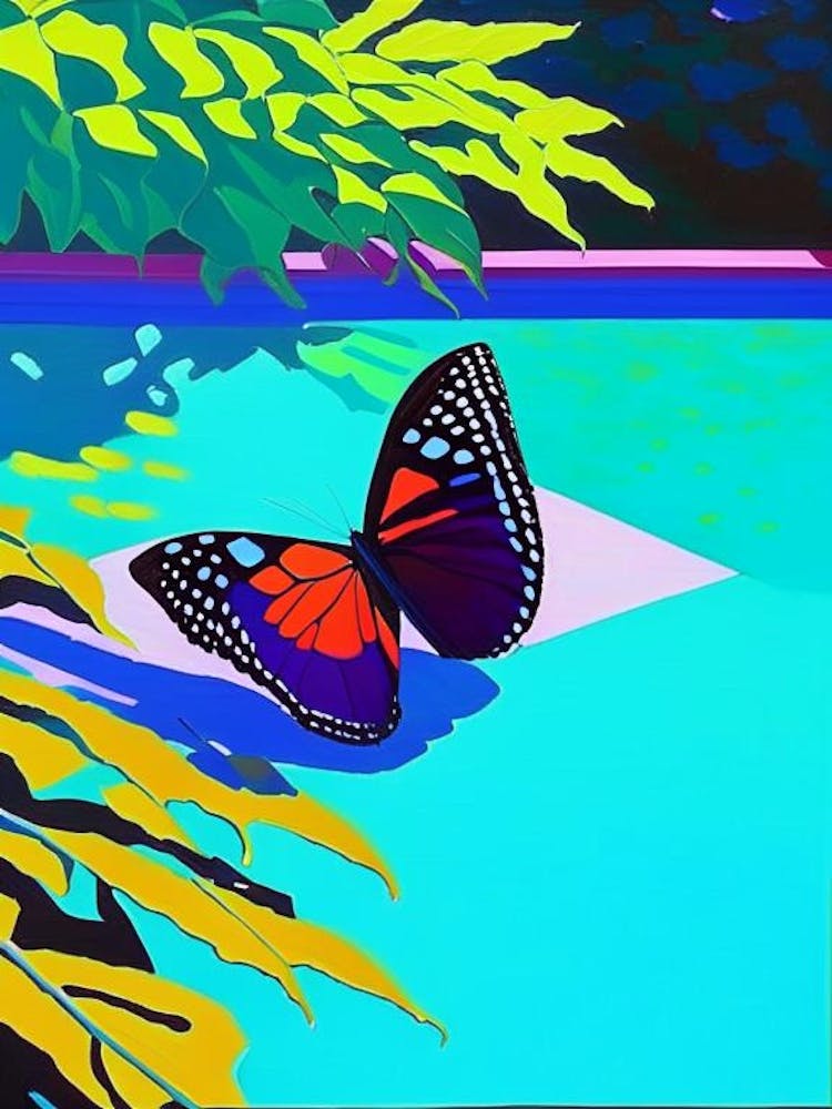 Butterfly In Park Pop Art David Hockney Inspired 1