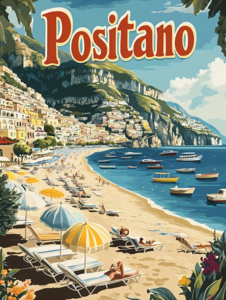 Aihrgdesign A Classic 1960s Travel Poster For Positano 5